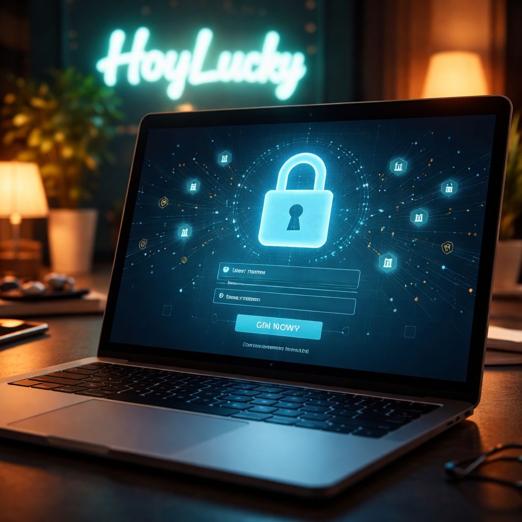 Interfaz de inicio de sesión de HoyLucky mostrando panel de acceso seguro