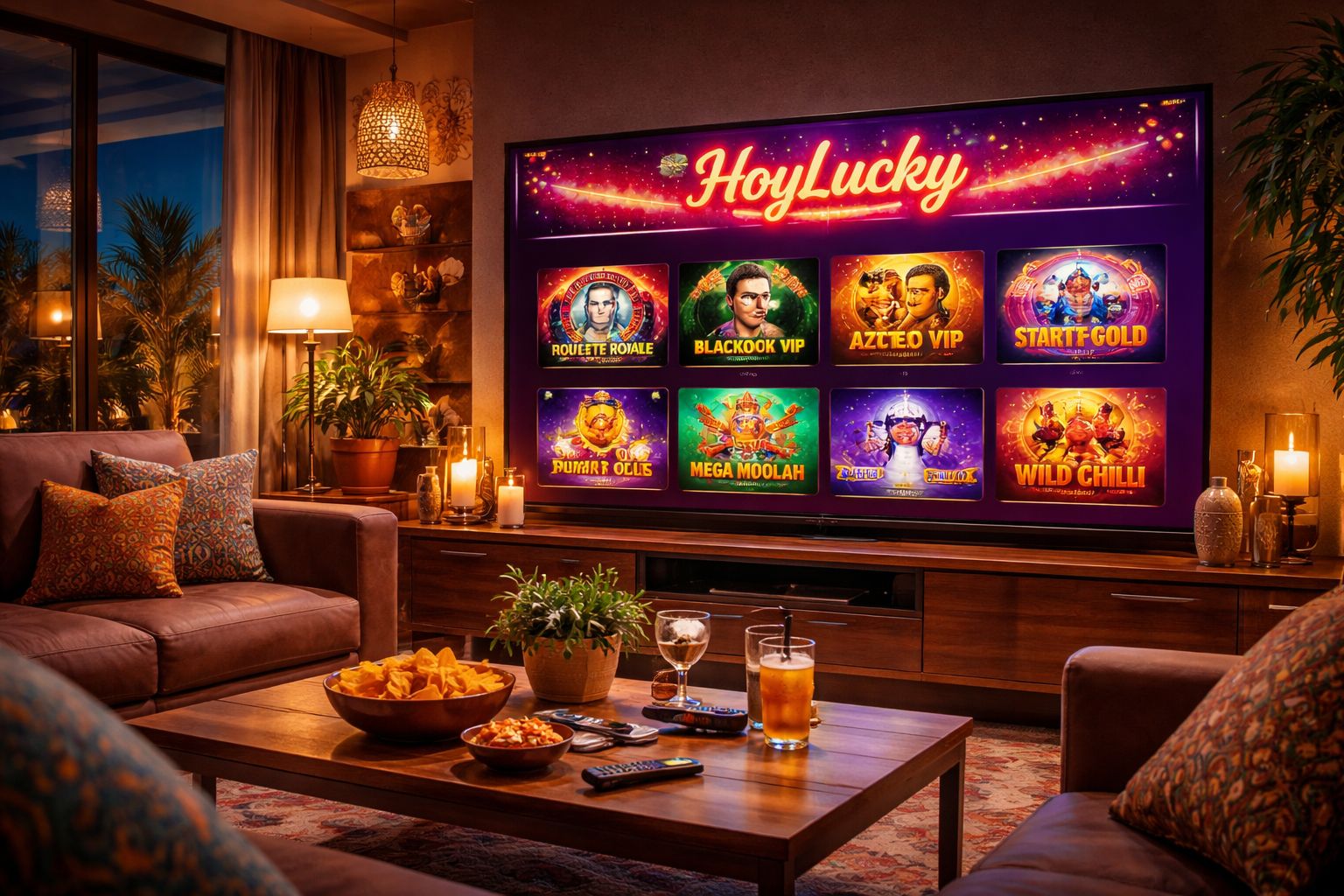 Página principal de HoyLucky Casino México con lobby de juegos en vivo