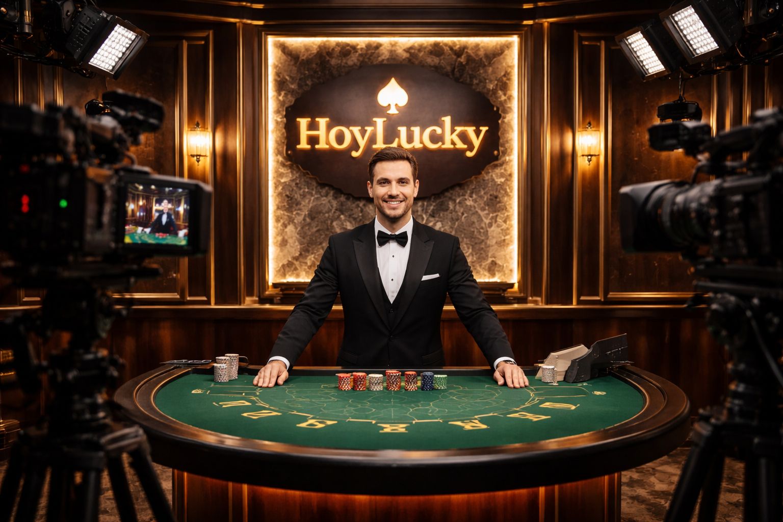 Selección de juegos de HoyLucky Casino mostrando tragamonedas y mesas en vivo
